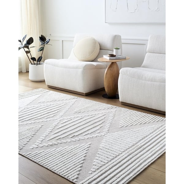 slide 2 of 20, Livabliss Lyna Global Diamond Washable Area Rug 3' 3" x 5' - Beige/Cream - Rectangle