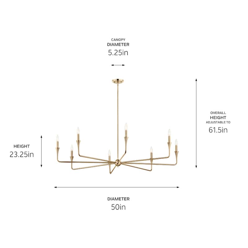 Kichler 52691 Alvaro 8 Light 50" Wide Taper Candle Style Chandelier