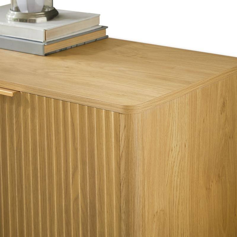 Fluted 31.5" Sideboard with Curved Design 2-Door Storage Cabinet for Stylish Organization