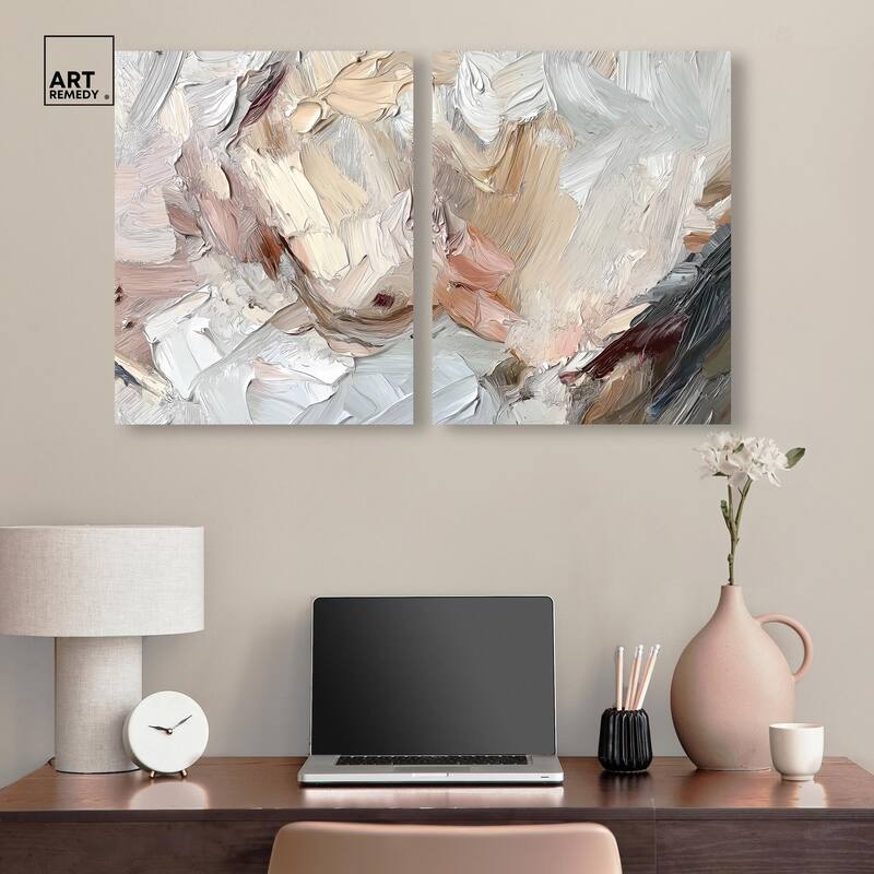 Running Horse Neutral I Canvas Set of 2 by Art Remedy, Gallery Wrapped