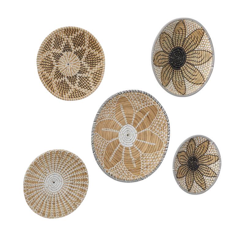 Seagrass Plate Handmade Basket Wall Decor - Set of 5 Brown - Roche River Decor