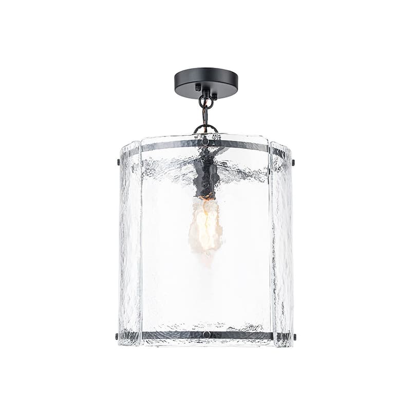 12.6''W Modern 1-Light Water Rippled Glass Pendant - 14.6in