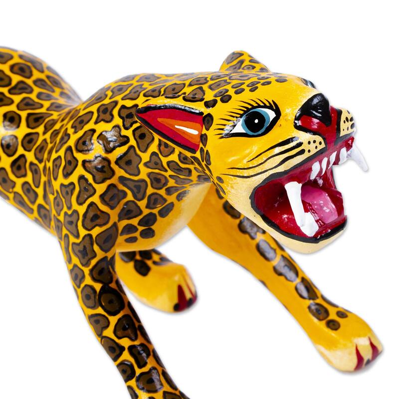 Novica Handmade Fierce Jaguar Wood Alebrije Sculpture