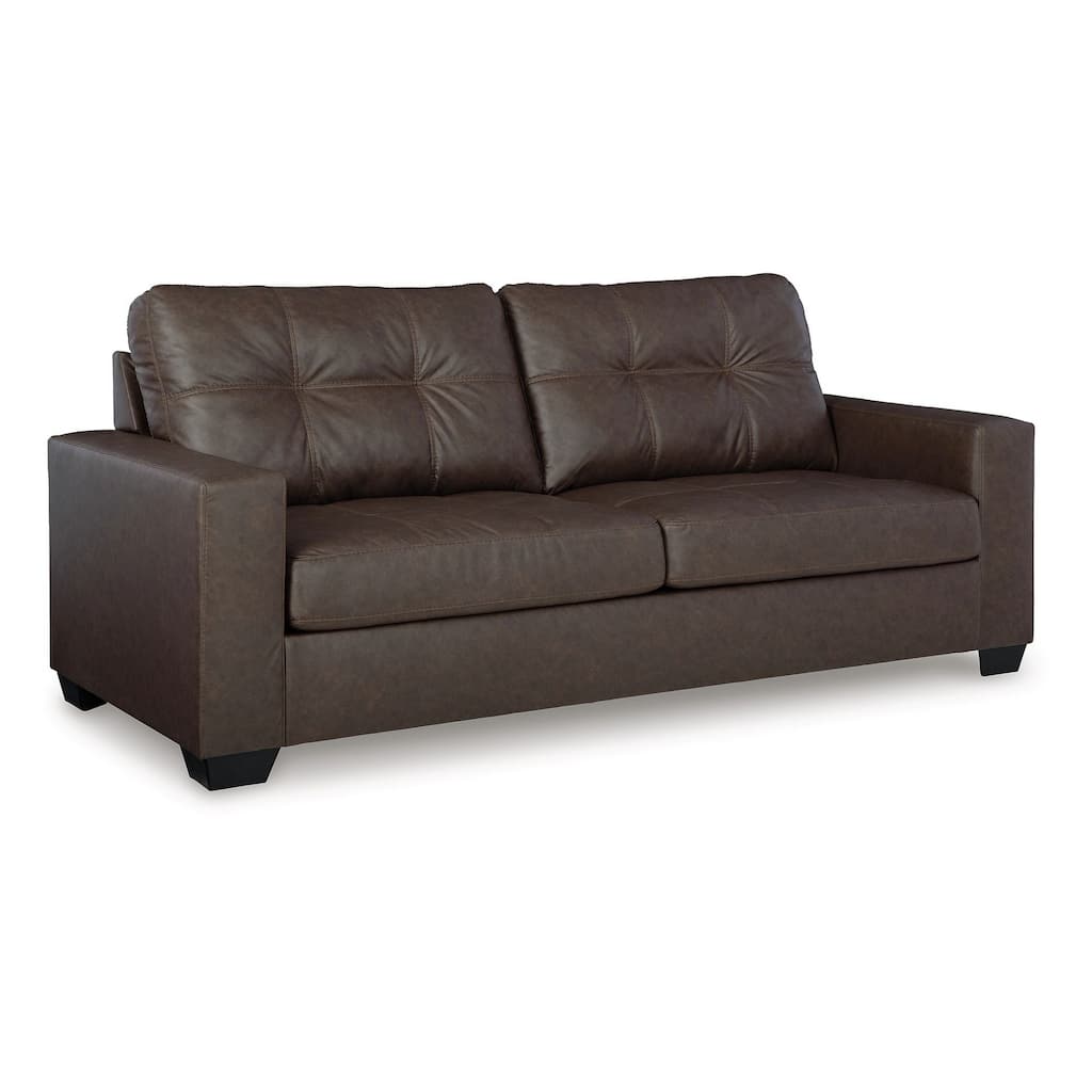 Barl Sofa Sleeper, Queen Size Pull Out Bed, Rich Brown Faux Leather