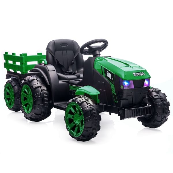 slide 2 of 25, Ride on Tractor with Detachable Trailer, 12V 7AH Green