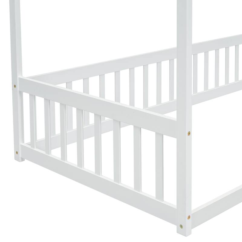 Full/Queen Size Metal/Wood Vintage style Canopy Bed Frame Platform Bed Frame
