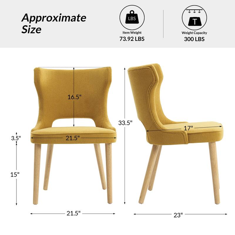 Rita Mid-century Modern Dining Chair with Solid Wood Legs Set of 6 by HULALA HOME