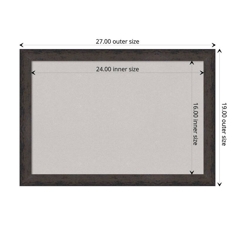 Dappled Black Brown Narrow Wood Framed Grey Corkboard Bulletin Board - Board Size 24x16