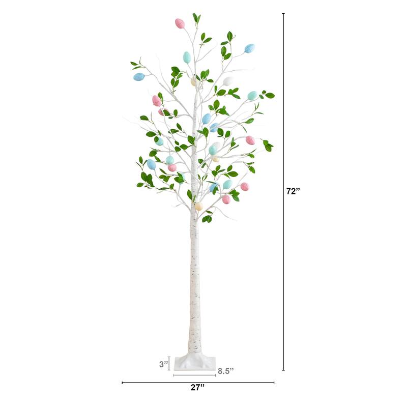 6-ft Pre-Lit Blooming Easter Egg Twig Tree with 24 LED Lights