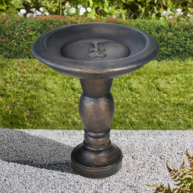 22-Inch Glass Fiber Reinforced Concrete Bird Bath - Black