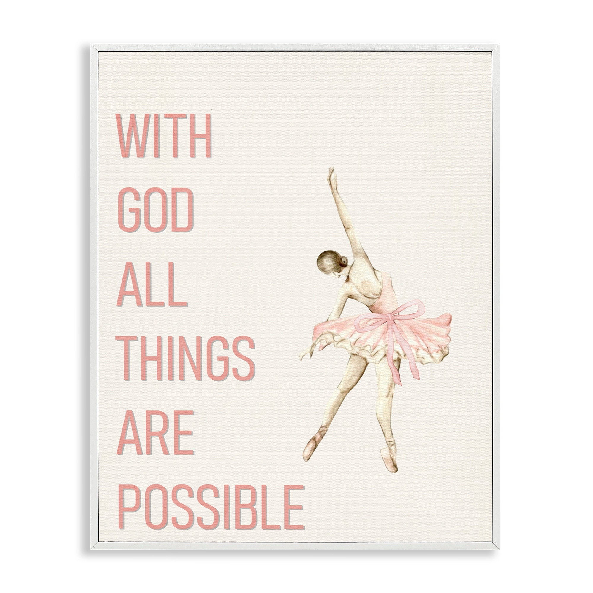 Stupell All Things Possible Ballerina Framed Giclee Art Design By Kim Allen