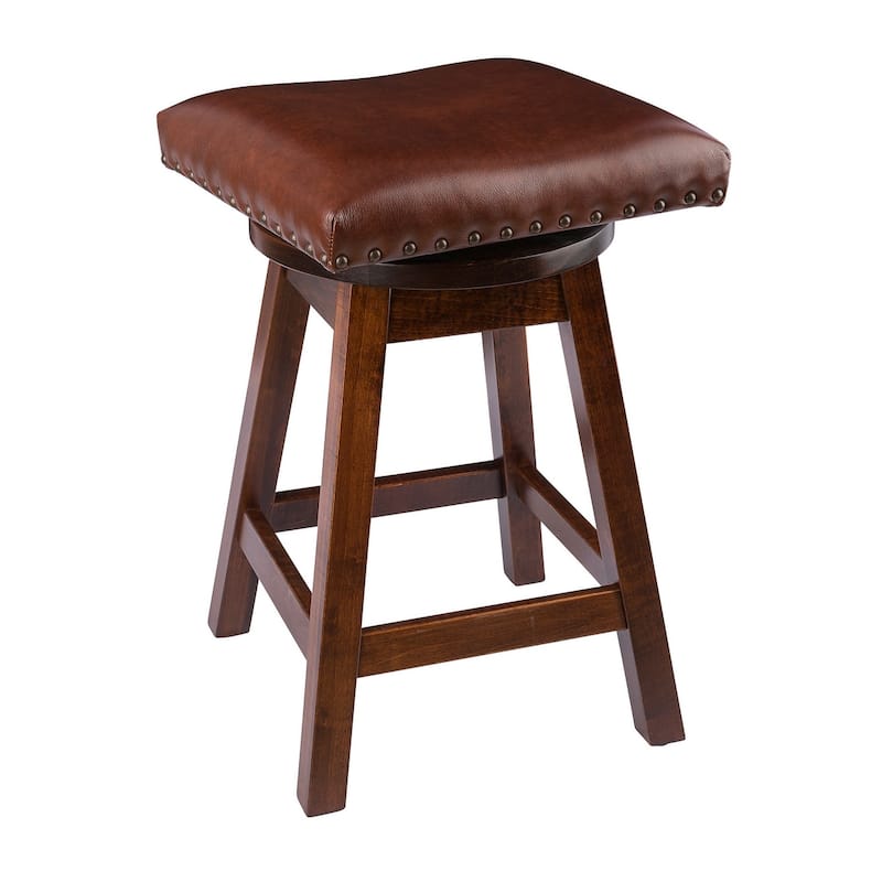 Amish Made Maple Swivel Urban Bar Stool with Leather Seat - Rich Tobacco - Bar Height