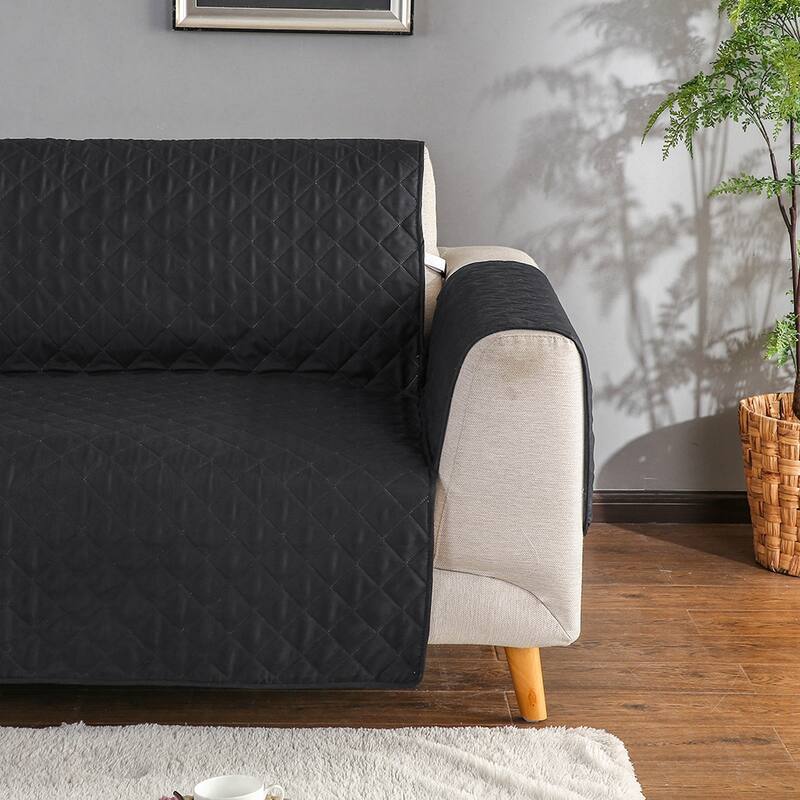 Quilted Microfiber Sofa Slipcover Furniture Protector Mat with Straps