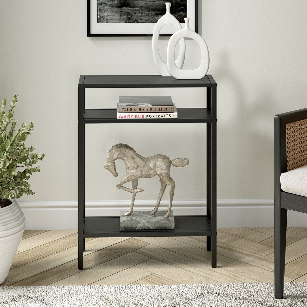 Ricardo Rectangular Console Table with Metal Shelves