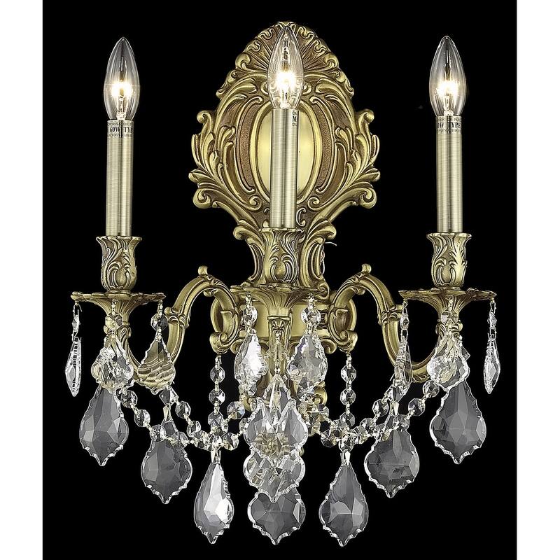 Fleur Illumination Collection Wall Sconce D:14in H:18in E:9.5in Lt:3 French Gold Finish (Elegant Cut Crystals) - royal cut/french gold/crystal (clear)