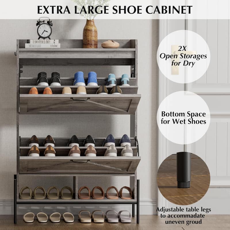Shoe Cabinet with 2 Flip Drawers - 2 Flip Drawers