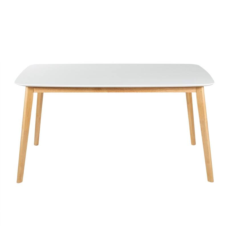 Mid-Century Modern Dining Table - Rubberwood Legs & Faux Wood Top