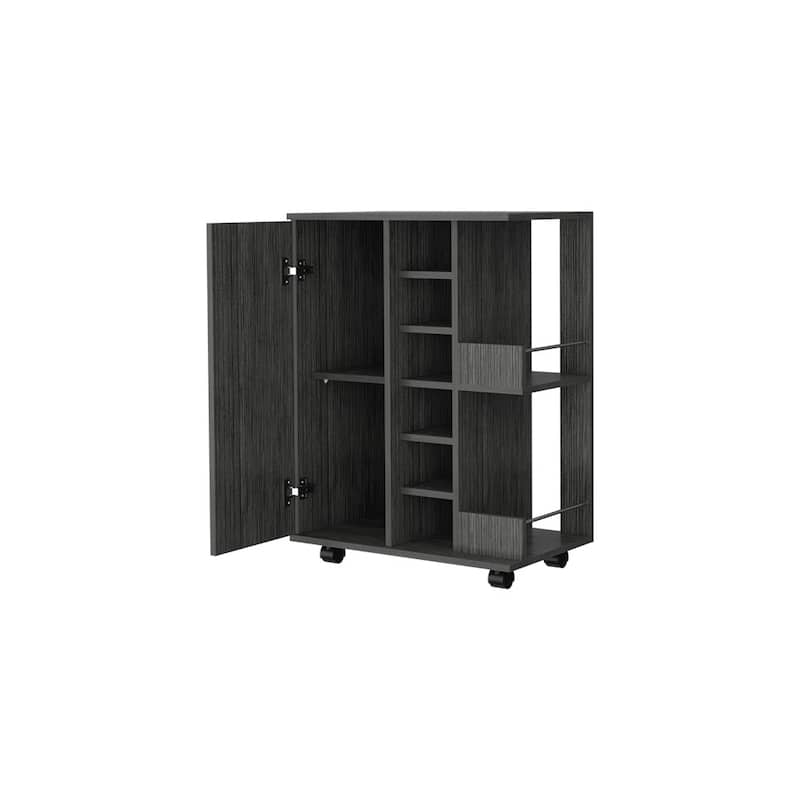 FM Furniture Tennessee Bar Cart, One Cabinet With Division,Black - N/A