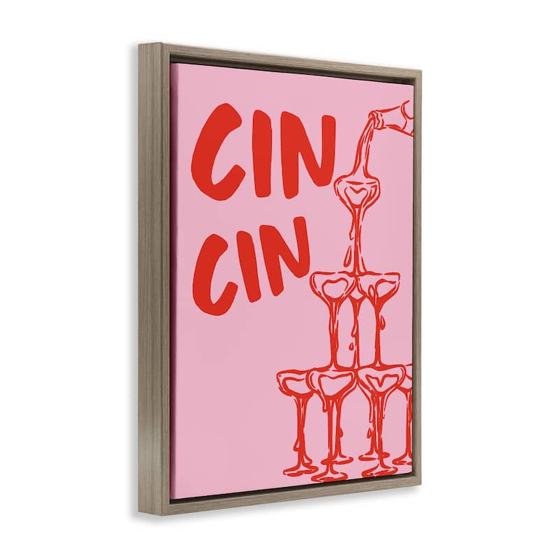 Stupell Cin Cin Champagne Tower Framed Floater Canvas Wall Art Design By House of Lulu