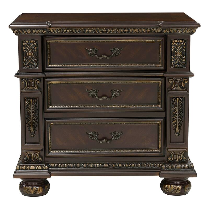Nightstand of 3x Drawers Formal Style Bedroom Furniture