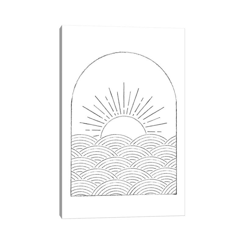 iCanvas "Abstract Line Art Sea And Sun" by Whales Way Canvas Print