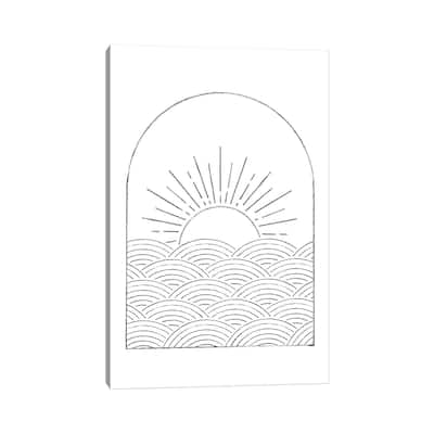 iCanvas "Abstract Line Art Sea And Sun" by Whales Way Canvas Print