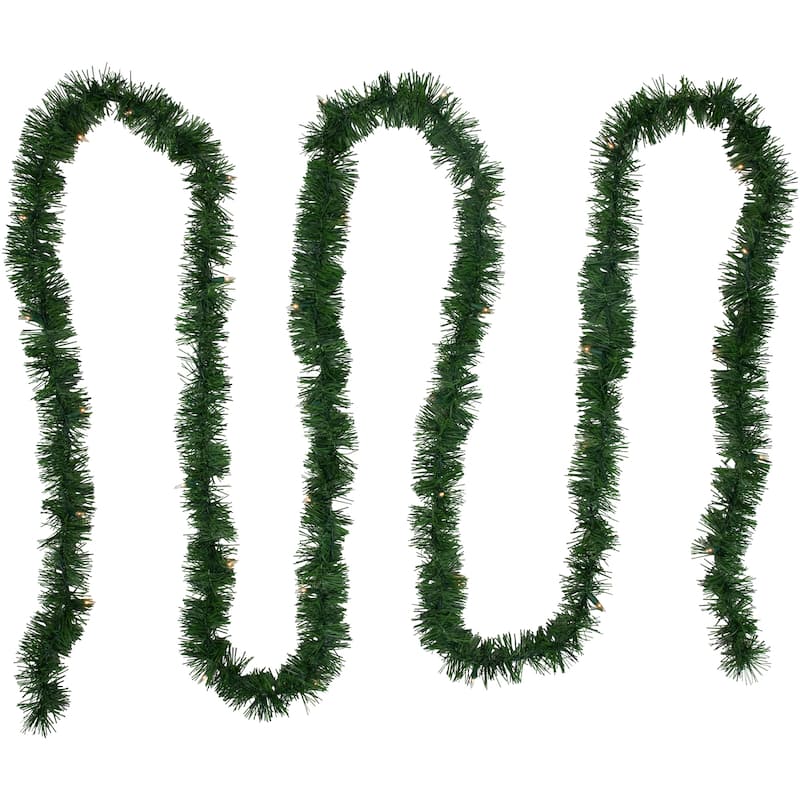 18' Pre-Lit Pine Two-tone Artificial Christmas Garland - Clear Lights
