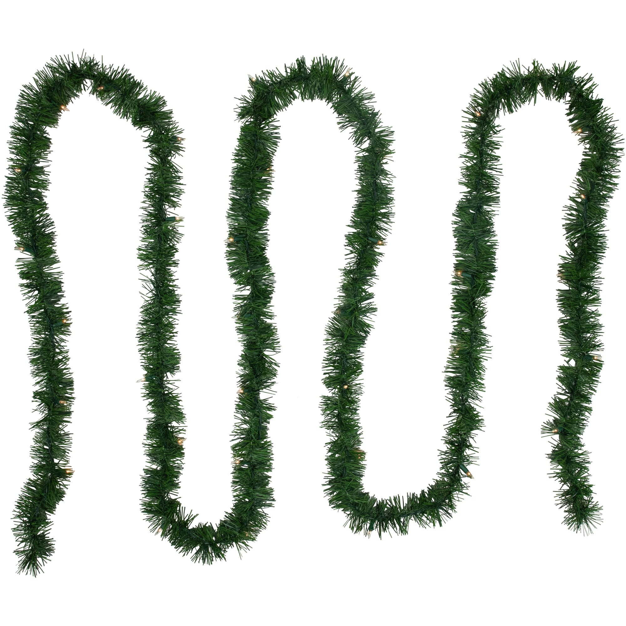 18' Pre-Lit Pine Two-tone Artificial Christmas Garland - Clear Lights
