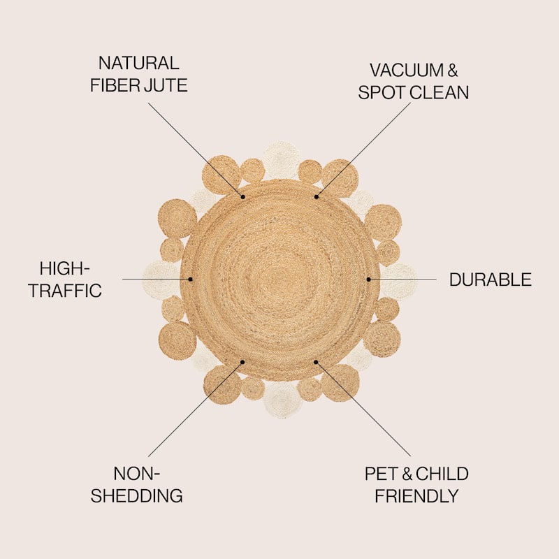JONATHAN Y Aurora Geometric Jute Circle Area Rug