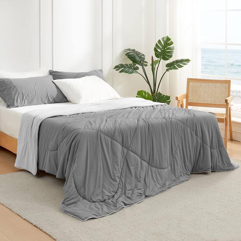 Dual-Sided Cooling Comforter Queen, Lightweight Cooling Blanket, Breathable Silk Smooth Summer Comforter for Hot Sleepers