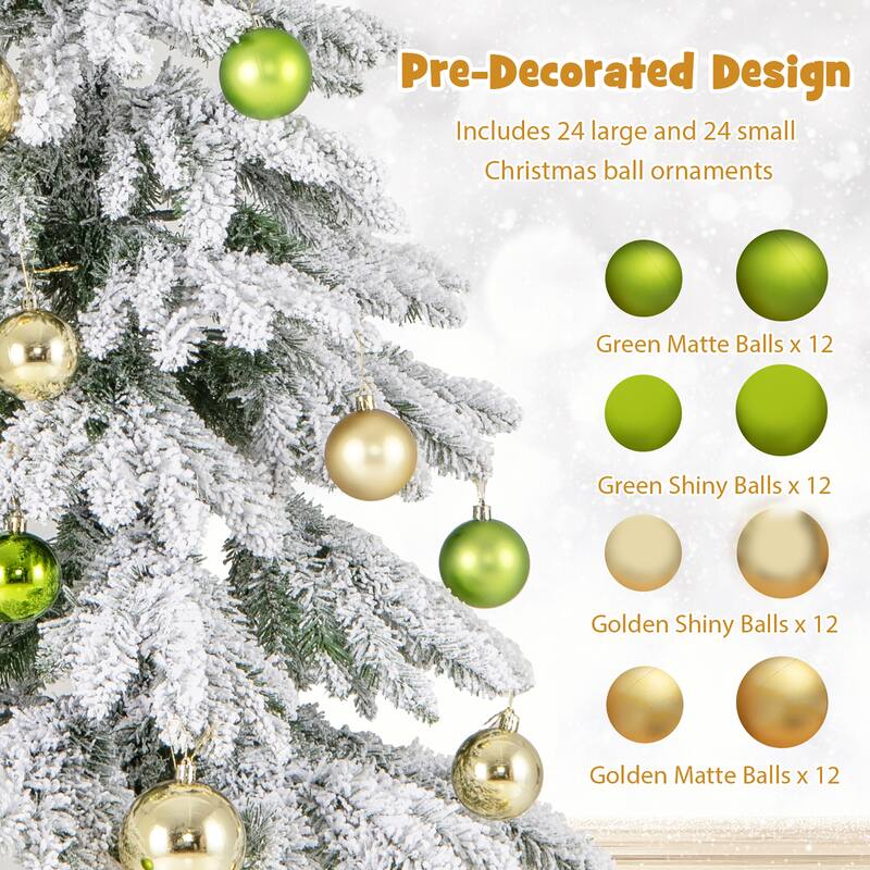 Gymax 6 ft Artificial Xmas Tree Hinged Christmas Tree w/ 589 Flocked - See Details