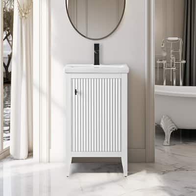 Vanity Art 20" Single Sink Bathroom Vanity Cabinet with Ceramic Top