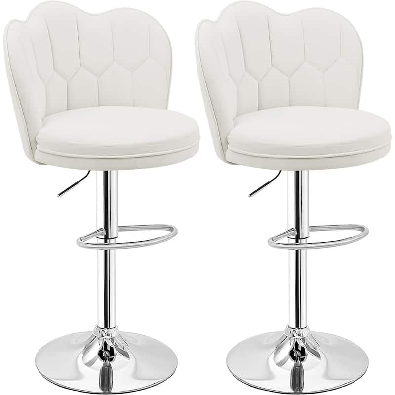 VECELO Set of 4 Barstools, Adjustable Bar Stools with Back, Velvet Armless Kitchen Stool