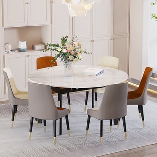 52 Inches Round Slate Extendable Dining Table - Bed Bath & Beyond ...