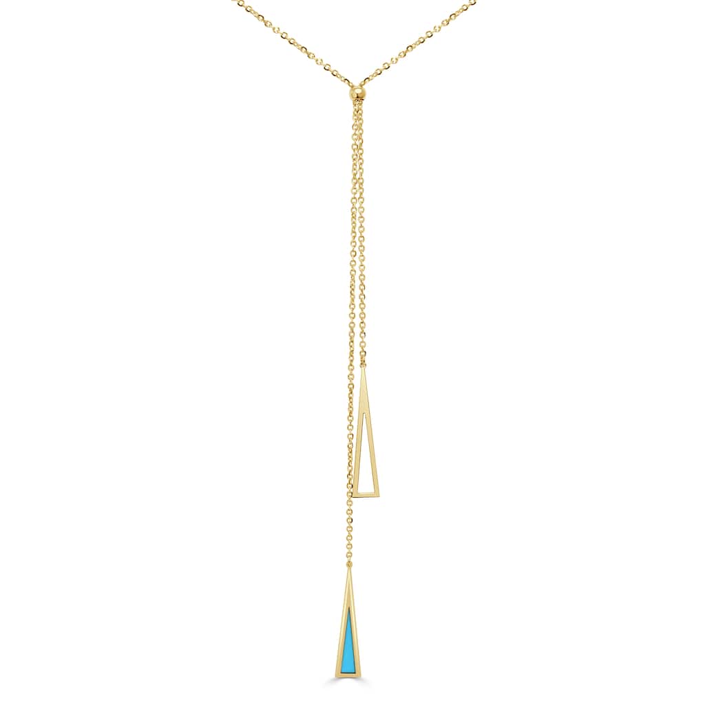 Italian Gold 14K Gold Turquoise Lariat Necklace