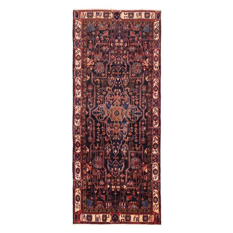 ECARPETGALLERY Hand-knotted Anatolian Vintage Dark Navy Wool Rug - 4'7 x 11'10
