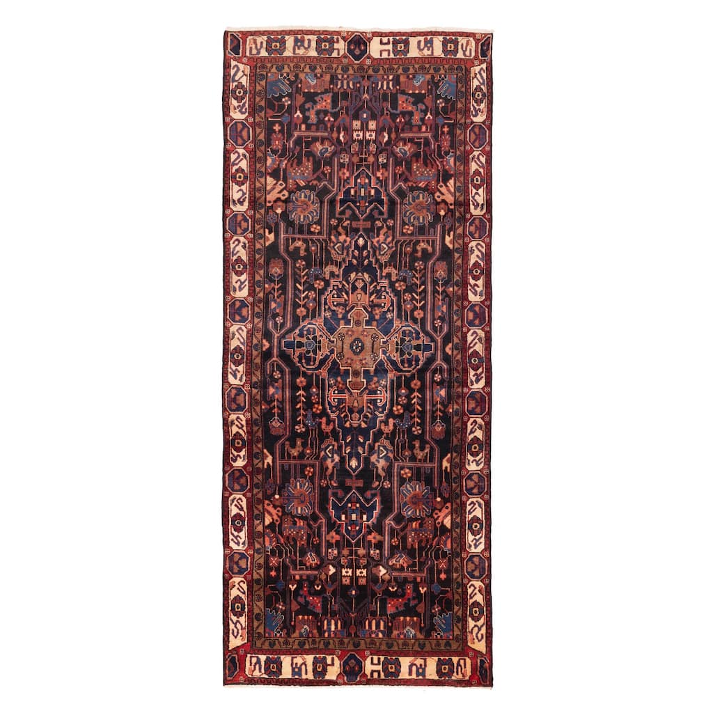 ECARPETGALLERY Hand-knotted Anatolian Vintage Dark Navy Wool Rug - 4'7 x 11'10