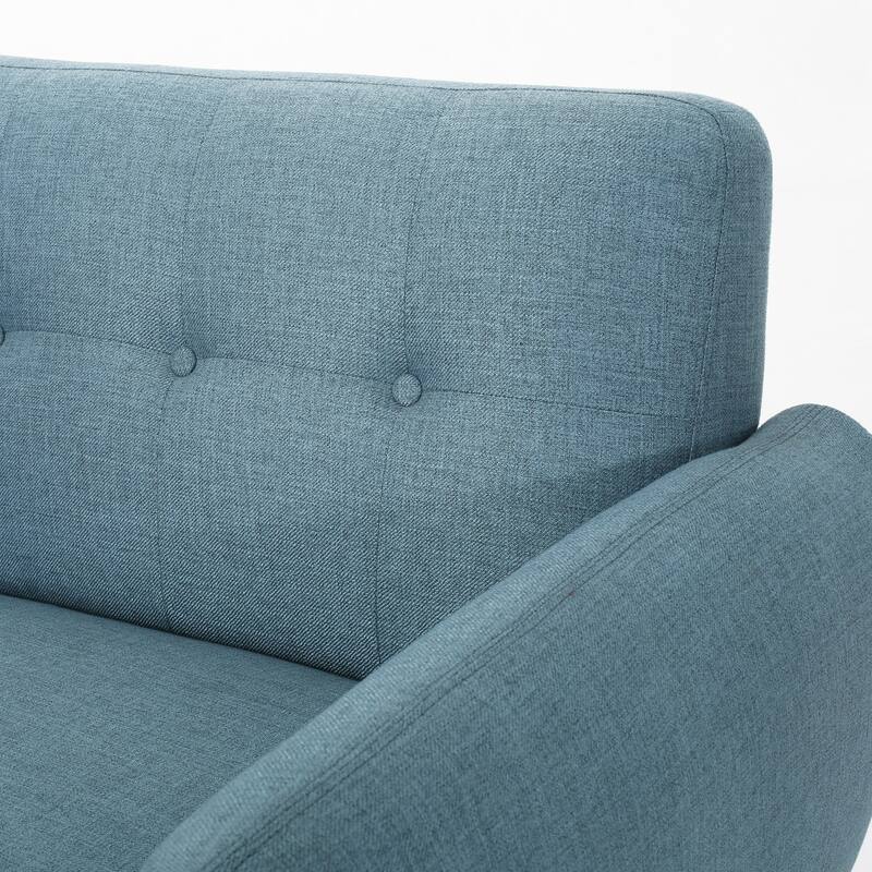 67.25" Button Tufted Loveseat, Mid-Century Modern Upholstered Sofa with Tapered Wood Legs