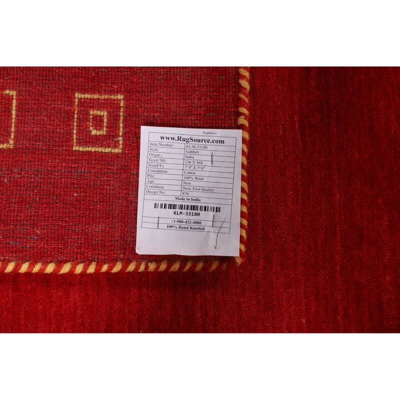 Tribal Gabbeh Indian Area Rug Handmade Contemporary Wool Carpet - 5'6"x 7'9"