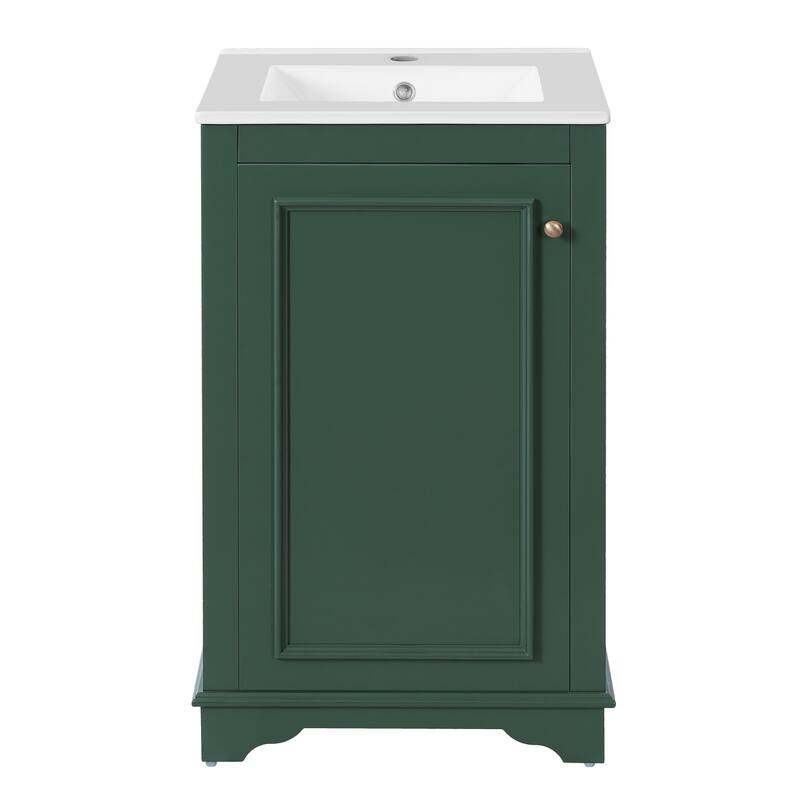 20" Modern Style Freestanding Single Bathroom Vanity with Ceramic Sink - Green