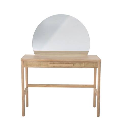 Pine Wood, MDF & Cane Dressing Table with Mirror