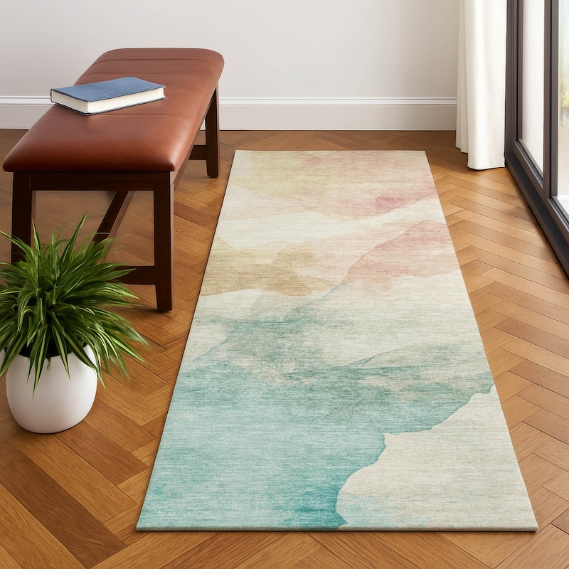 Premium Washable Super Soft Abstract Mayfield Rug - Pearl - 2'3" x 7'6"