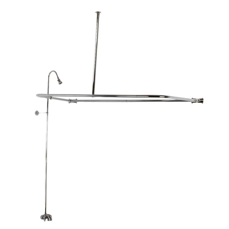 Kingston Brass Vintage Tub Faucet with Rectangular Shower Enclosure Combo - Polished Chrome