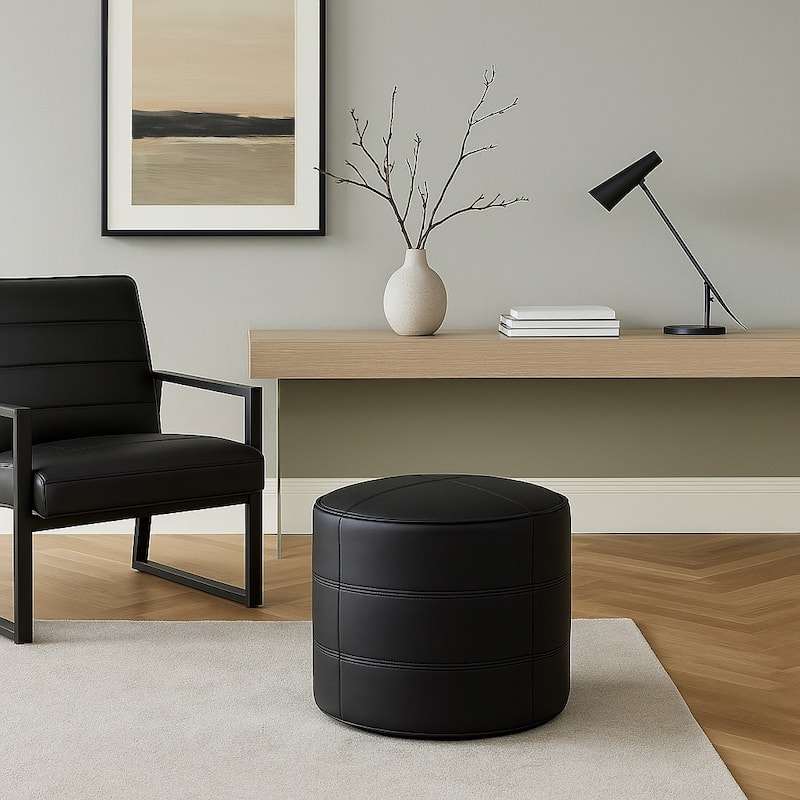 CO-Z 18'' Modern Boho Genuine Leather Pouf Ottoman