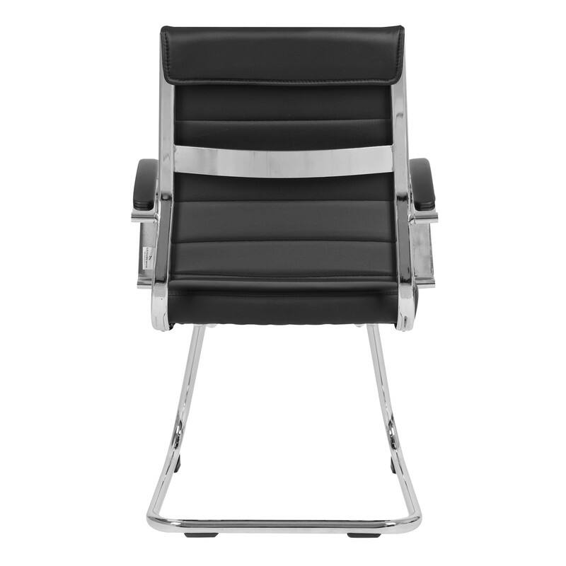 Benmar Series Mid Back Modern Leather Office Executive Desk Chair, Ergonomic Seating with Stainless Steel Sled Base