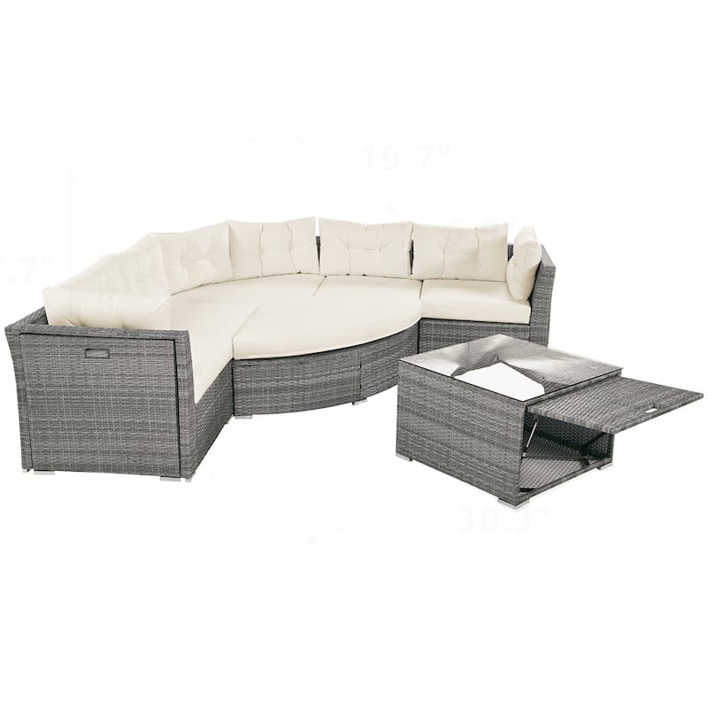 Outdoor Furniture Daybed Rattan Sectional Furniture Set