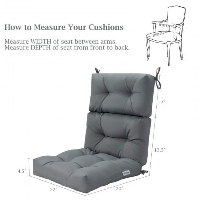 22" x 44" Tufted Outdoor Patio Chair Seating Pad - 44" (L) x 22" (W) x 5" (H)