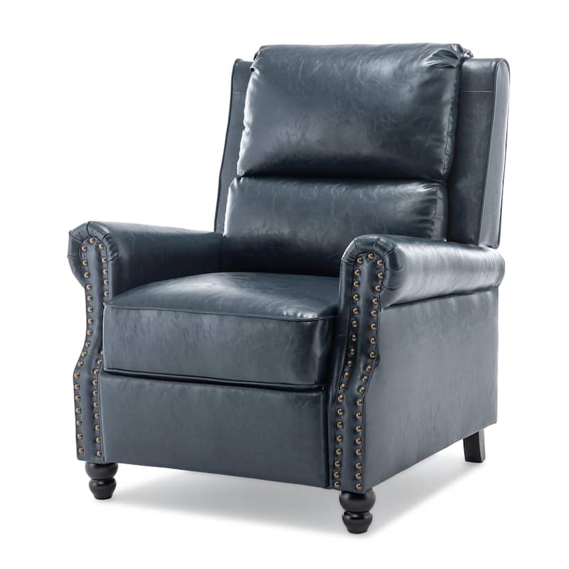 Alisa 35'' W Vegan Leather/ Linen Glider Push Back Recliner Chair