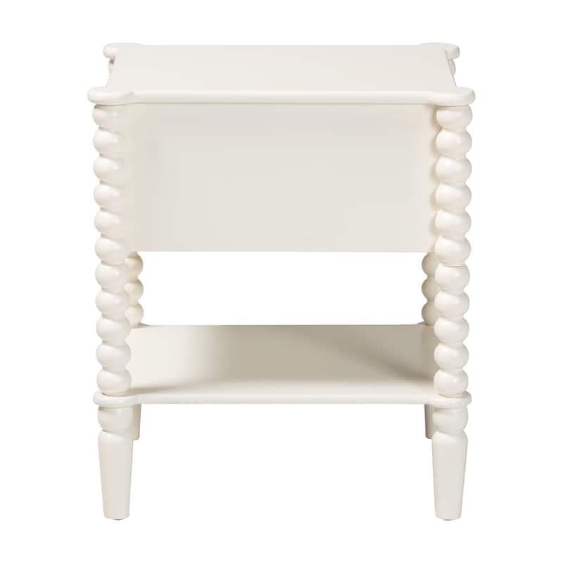 Rimona End Table with Bobbin Legs - 1-Drawer Accent Table with Spindle Turned Legs and Open Shelf, Cottage Farmhouse Side Table