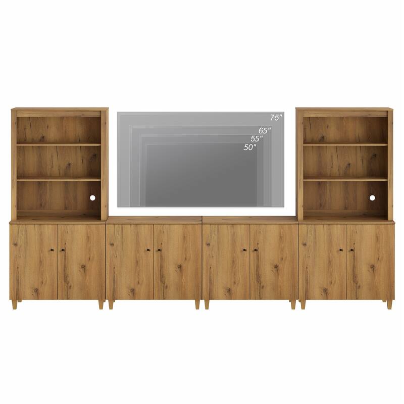 WAMPAT Entertainment Center with Bookshelves and Cabinets for 75" TVs